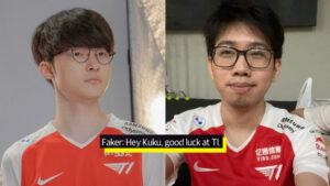 T1 superstars Faker at Kuku chini-cheer ang isa't-isa sa Worlds 2021 at TI10 T1 superstars Faker at Kuku