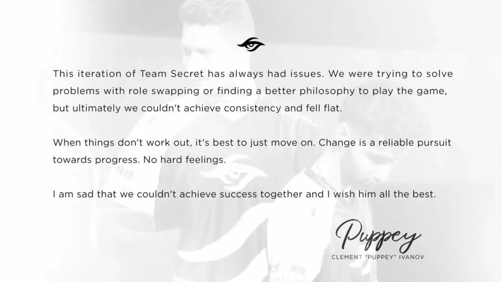 Team secret nagpaalam na kay sumail one esports philippines
