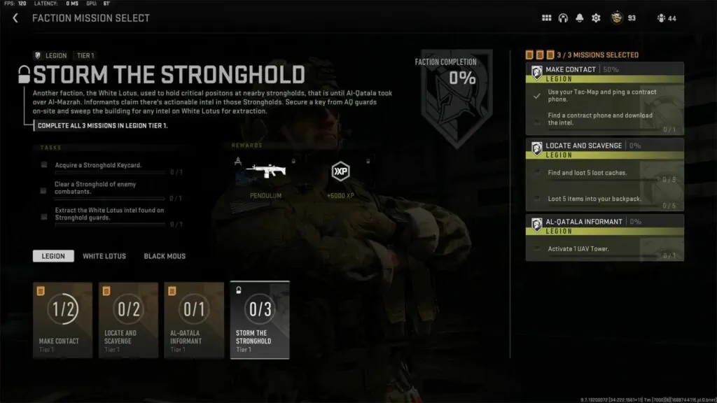 Lahat ng Warzone 2.0 DMZ Faction mission rewards at kung paano makuha ang mga ito Screenshot ng Strorm the Stronghold mission sa DMZ