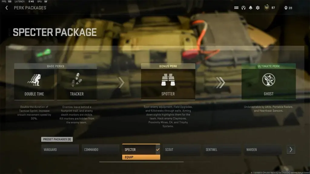 Best perk package sa Warzone 2.0 COD Warzone 2 Specter perk package