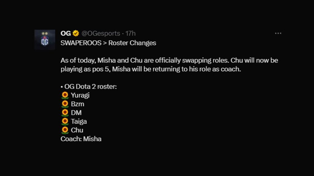 May biglaang pagbabago sa Dota 2 roster ng OG bago ang DPC Tour 2 May biglaang pagbabago sa Dota 2 roster ng OG bago ang DPC Tour 2