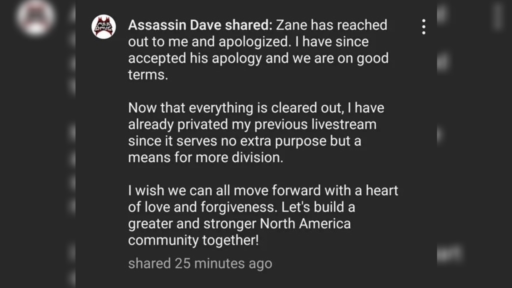 Paghingi ng tawad ni MobaZane tinanggap ni Assassin Dave Assassin Dave pinatawad si MobaZane
